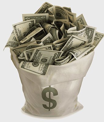 U.S. dollar banknotes, money bag, cash savings, currency storage, financial assets, wealth accumulation, cash management