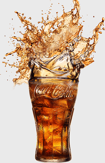 Coca-Cola Zero Sugar, iced cola drink, Coca-Cola glass, cola swirl splash, refreshing summer beverage, carbonated soft drink, zero-calorie soda option