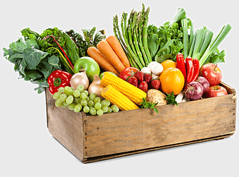 organic vegetable box, natural foods grocery, local produce delivery, vegetarian food storage, fresh fruit assortment, healthy eating options, eco-friendly meal prep