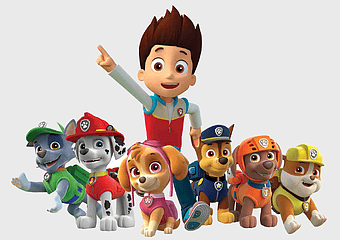PAW Patrol, puppy dog party, stuffed toy animals, patrol pups, children's birthday theme, cartoon dog characters, rescue team adventure, playful kids entertainment