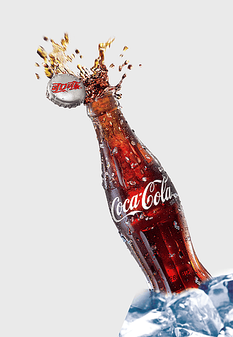 Coca-Cola bottle illustration, creative Coca-Cola carbonated drinks, carbonated soft drinks, creative artwork, refreshing beverage, soda splash, iconic drink brand