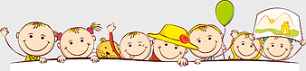 children cartoon illustration, kindergarten kids, cute kids with balloon, yellow hat child, playful children group, cheerful school kids, happy childhood scene