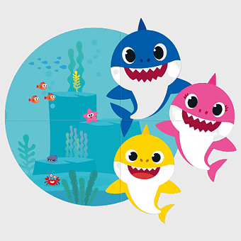 baby shark, shark family, underwater scene, cartoon sharks, ocean life, marine characters, aquatic adventure, png
