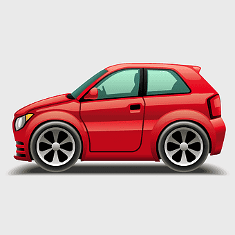 red 3-door hatchback cartoon, sports car illustration, compact cartoon car, automotive exterior design, cartoon vehicle art, animated car graphic, fun cartoon transportation