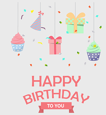 happy birthday illustration, birthday party supplies, colorful birthday cake, festive birthday decorations, celebratory party elements, joyful birthday scene, birthday party essentials