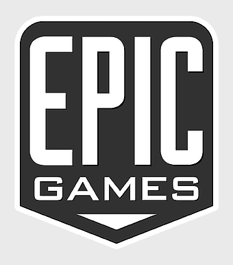 Epic Games logo, Fortnite game branding, video game company symbol, Epic Games text logo, gaming industry emblem, digital entertainment icon, online multiplayer game logo