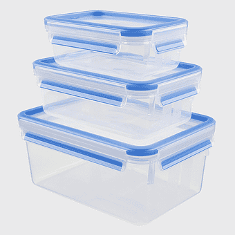 blue plastic food storage containers, rectangular lunchbox containers, microwave-safe food storage, Tefal food storage boxes, portable meal prep containers, kitchen organization solutions, eco-friendly food packaging options