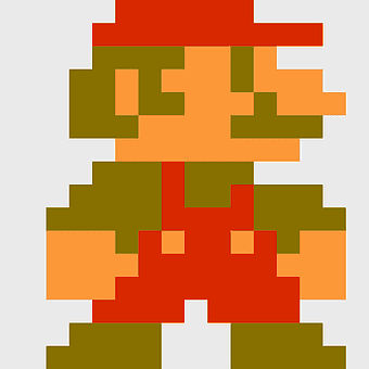 8-bit Super Mario sprite, New Super Mario Bros character, Nintendo Entertainment System art, Mario Bros pixel art, retro gaming icon, classic video game character, pixelated mushroom design