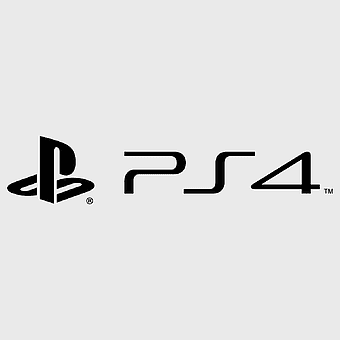 PlayStation 4 logo, PS4 branding, Sony gaming console, black PS4 text, gaming technology, console graphics, digital entertainment