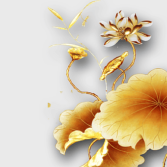 Golden Lotus flower, golden lotus petal, golden lotus leaf, golden lotus design, elegant floral art, ornate golden plant, luxurious lotus illustration