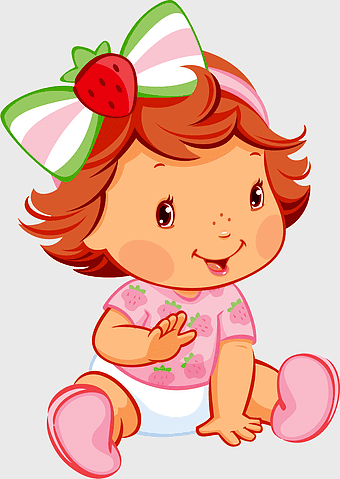 Strawberry Shortcake Infant Drawing, Moranguinho Baby, strawberry-themed toddler art, pink strawberry outfit, cute baby character illustration, cartoon baby girl, playful infant art, fruit-themed children's art, cheerful baby drawing