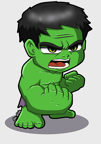 Hulk chibi, Incredible Hulk cartoon, green superhero drawing, fan art comic, animated Hulk character, Marvel comic illustration, chibi art style, YouTube cartoon series