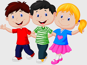 child cartoon, children friendship, smiling kids, playful toddlers, cartoon characters, happy group, kids holding hands