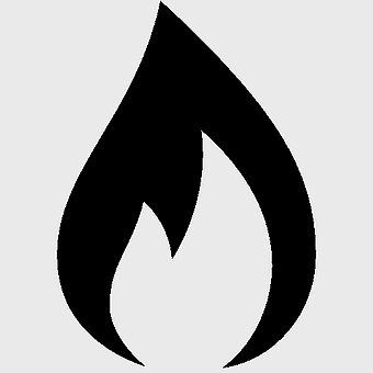 Natural gas icon, monochrome flame symbol, liquefied petroleum gas silhouette, black and white fuel image, energy source graphic, eco-friendly power illustration, industrial gas logo