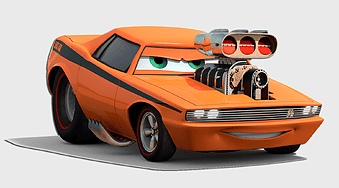 Snotrod character, Pixar Cars movie, automotive tuning design, full-size car exterior, animated vehicle art, cartoon car illustration, performance car customization