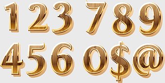 golden Arabic numerals, digital golden digits, golden grain numbers, golden frame text, metallic number symbols, luxury digital figures, festive golden elements