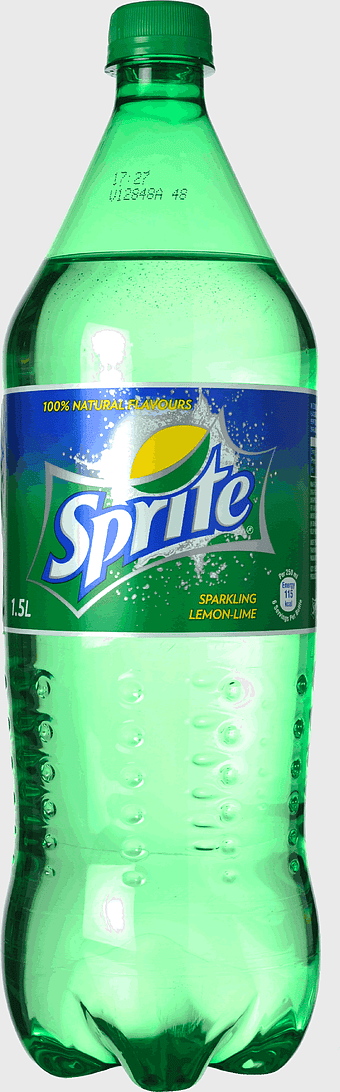 Sprite lemon-lime drink, Sprite plastic bottle, carbonated water beverage, 1.5 liter Sprite bottle, refreshing soda drink, green plastic bottle, sparkling lemon-lime soda