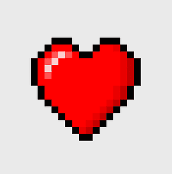red pixel heart, 8-bit color art, pixelated heart illustration, retro gaming icon, digital love symbol, vintage video game graphics, heart-shaped pixel art
