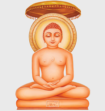 Mahavir Jayanti, Jainism Ahimsa, Tirthankara Mahavira, Religious Meditation, Jain Festival Celebration, Spiritual Enlightenment, Orange Religious Iconography