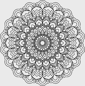 black mandala illustration, monochrome floral design, islamic geometric patterns, line art ornament, sacred geometry art, intricate circular patterns, cultural textile motifs