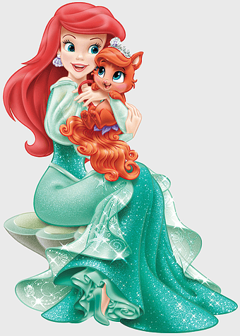 Ariel with Palace Pets, Disney Princess Ariel character, holiday princess ornament, Little Mermaid Christmas Decor, Gleaming princess gown, fairy tale character companion, toy mermaid figure