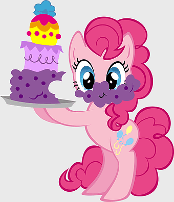 Pinkie Pie carrying cake, My Little Pony birthday party, cartoon pony character, twilight Sparkle and friends, magical pony celebration, festive cake presentation, Equestria Girls event