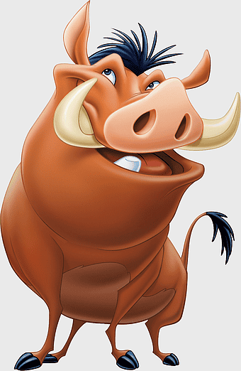 Pumbaa Disney character, Timon and Pumbaa illustration, The Lion King cartoon, boar cartoon character, animated wildlife art, jungle adventure characters, Disney animal illustration