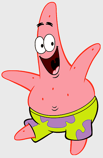 Patrick Star illustration, SpongeBob SquarePants character, pink starfish art, smiling Patrick Star, cartoon sea creature, animated underwater friend, cheerful Patrick image