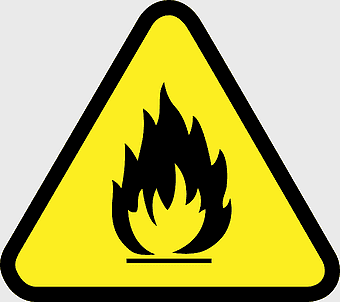 flammable warning sign, industrial fire safety, caution label, fire protection symbol, hazardous materials handling, workplace safety measures, explosion prevention tips, png