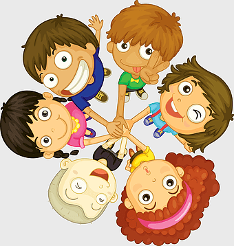 child friends cartoon, love and happiness, animated characters group, playful kids interaction, children's cartoon art, group of smiling children, cartoon friendship scenes