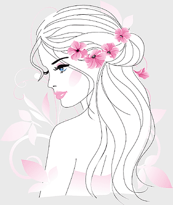 watercolor beauty illustration, hand-painted floral design, woman with flower hair accessory, happy birthday art, fantasy character portrait, elegant fashion drawing, delicate feminine art, whimsical fairy illustration