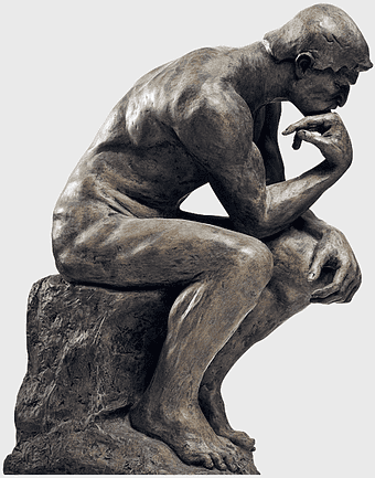 The Thinker statue, Auguste Rodin sculpture, Nelson-Atkins Museum art, Musée Rodin exhibit, contemplative pose, iconic bronze figure, classical art masterpiece