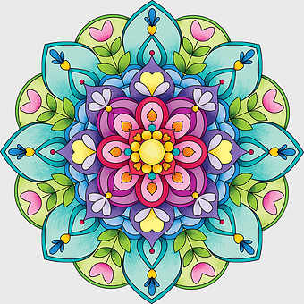 mandala coloring book, floral mandala design, child-friendly mandala art, symmetrical flower arrangement, intricate mandala patterns, vibrant mandala illustration, meditative mandala drawing