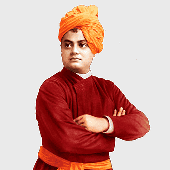 Swami Vivekananda portrait, orange turban, 150th birth anniversary celebration, vedanta philosophy, spiritual leader, traditional attire, philosophical thinker