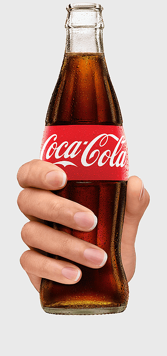 Coca-Cola glass bottle, fizzy cola drink, Coca-Cola Company beverage, carbonated soft drink, refreshing soda, iconic brand beverage, classic glass bottle