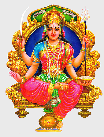 Jai Santoshi Maa, Goddess Lakshmi, Lakshmi Aarti, Hindu Mother Goddess, Divine Seat, Ornate Jewelry, Spiritual Iconography