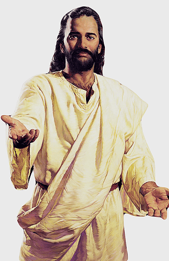 Jesus Christ robe, Christian prayer image, Jesus with outstretched arm, God in Christianity art, religious iconography, divine figure depiction, spiritual leader illustration