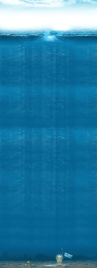 underwater game character, blue water resources, sea background, turquoise ocean, marine life illustration, aquatic adventure, deep sea exploration