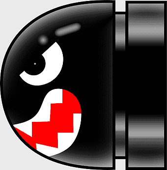 Super Mario Bros bullets, Nintendo gaming symbols, Mario Series weapons, Banzai Bill projectiles, Mario franchise icons, video game enemy characters, retro game elements