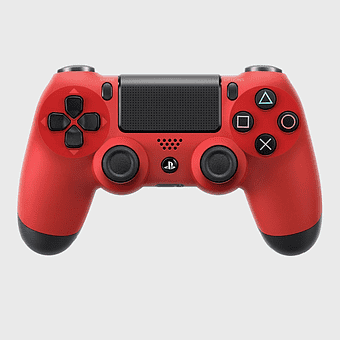 red PS4 controller, Sony PlayStation 4 controller, gaming handshake device, Twisted Metal Black accessory, console joystick control, interactive gameplay gadget, red console controller