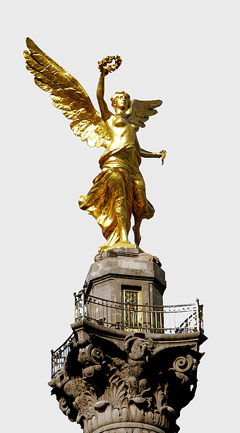 Angel of Independence statue, Mexican War of Independence monument, classical bronze sculpture, Paseo de la Reforma guide, Mexican historical landmarks, iconic angel art, Aztec-inspired architecture