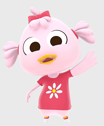 La Patita Lulú, Canciones del Zoo, plush toy character, pink stuffed animal, children's entertainment, animated baby toys, cartoon animal characters