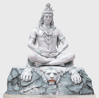 Lord Shiva stone carving, Shiva meditation statue, Parmarth Niketan sculpture, Ganges Hinduism monument, divine deity art, spiritual figure representation, sacred iconography details