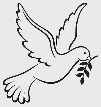 peace dove drawing, olive branch symbol, monochrome bird illustration, flying hope symbol, spiritual messenger icon, harmony iconography, nature's peace sign