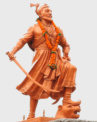 Chhatrapati Shivaji Maharaj statue, Tulapur Vadhu Budruk Maratha Empire, sardar holding sword figurine, Maratha leader sculpture, historical warrior monument, Indian heritage art, royal warrior depiction