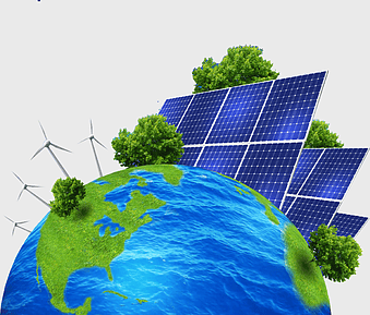 solar panel globe illustration, renewable energy conservation, blue earth environmental protection, efficient energy use, sustainable power solutions, green technology innovation, eco-friendly energy systems
