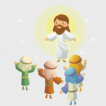 Jesus resurrection illustration, Easter Bunny Bible Christianity, Jesus and disciples cartoon, resurrection of Jesus Christ, spiritual enlightenment, religious art depiction, divine presence