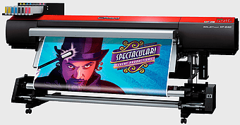 wide-format digital printer, polyvinyl chloride printing, flatbed digital printer, roland xp-640 printer, large format advertising, industrial printing solutions, visual graphics production