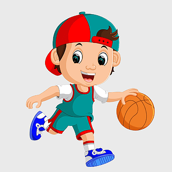 child playing basketball, little boy basketball player, cartoon sports character, orange basketball, active kids sports, fun sports activities, playful sports scenes