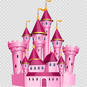 pink castle, castle illustration, pink castle design, fairy tale castle, cartoon castle, princess castle, fantasy architecture, png